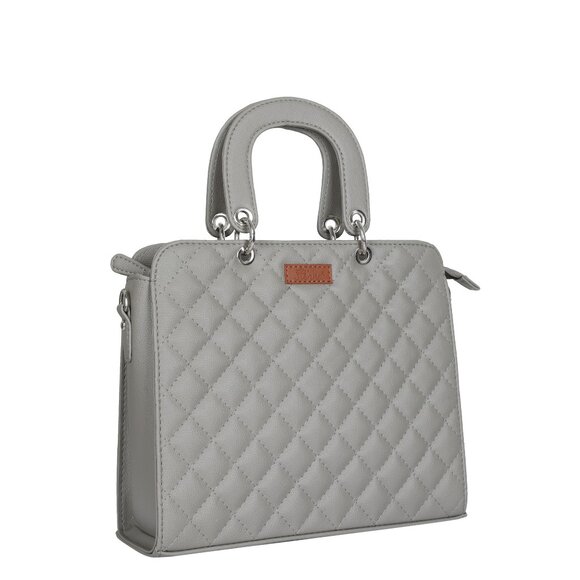 Vegan Leather Grey Colour Handbag for Women– Top-Handle Tote Bag, Satchel Purse - Picture 8 of 10